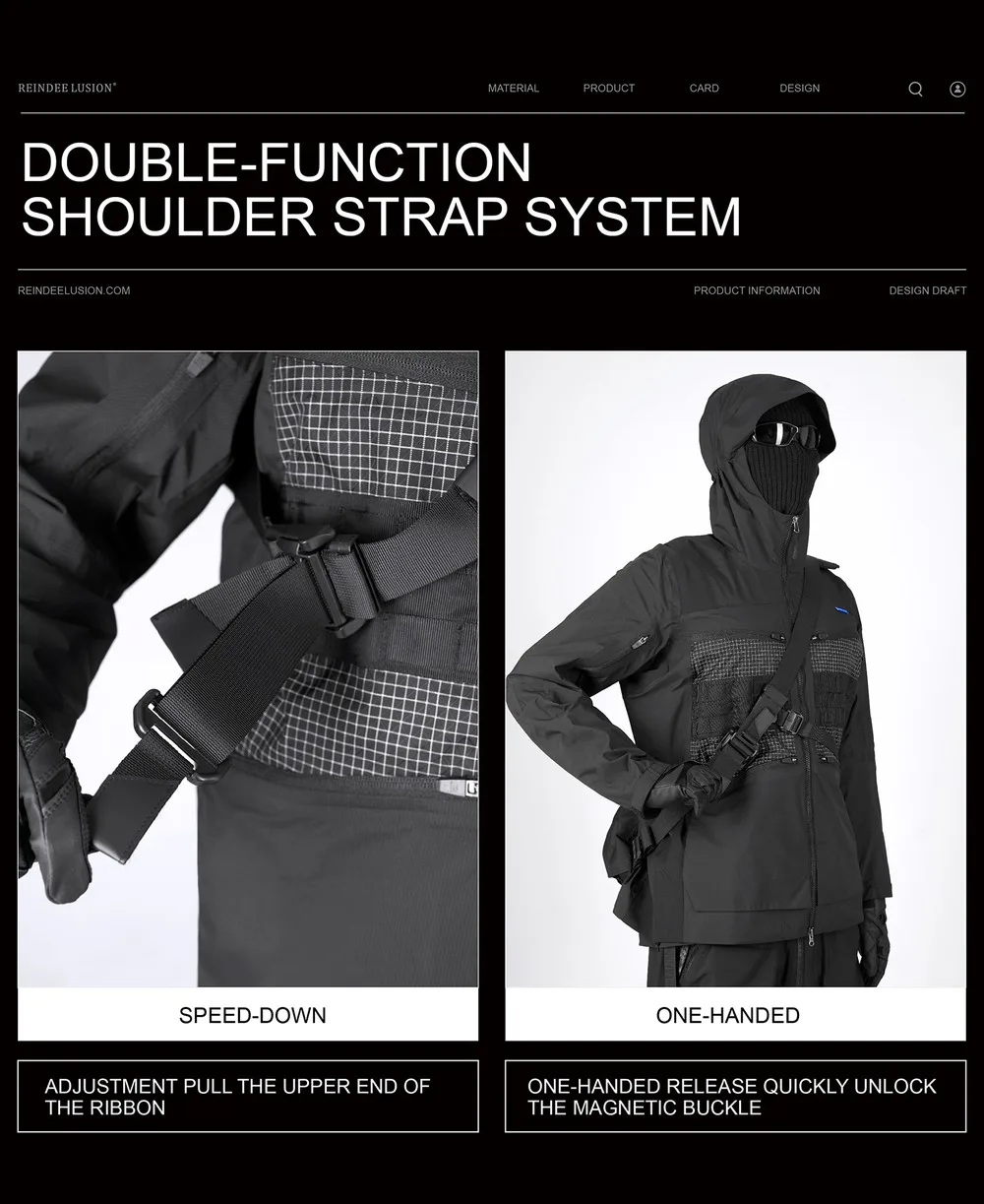 Reindee Lusion 24ss Waterproof cd material shoulder bag set molle pad modul expansion accessories techwear