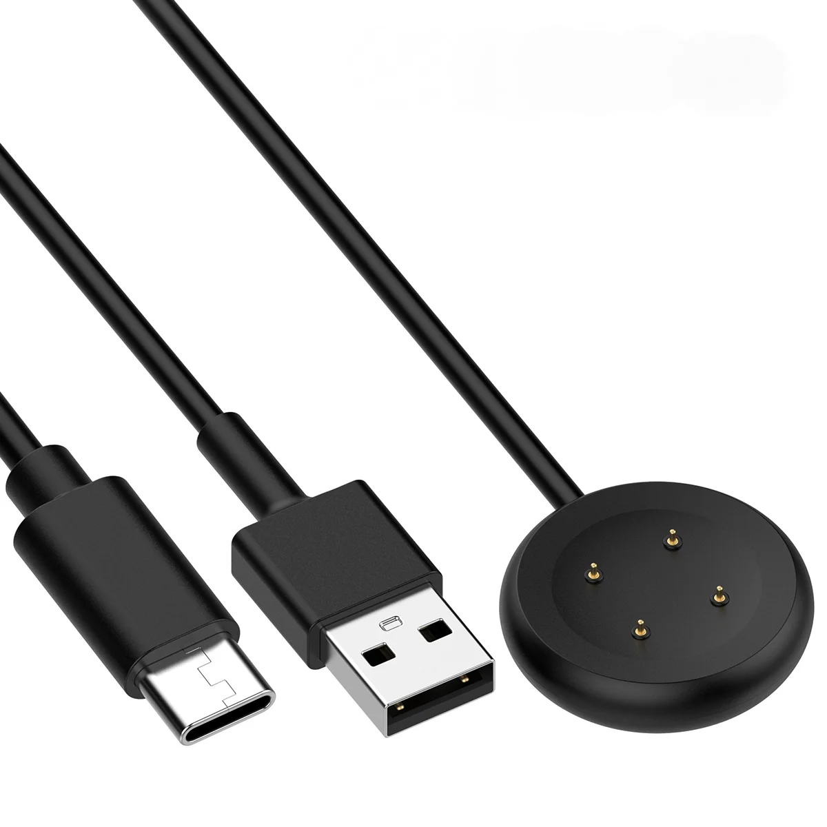 Magnetic USB-C Fast Charging Cable for Smartwatches - Black/White, 3.3Ft/1M