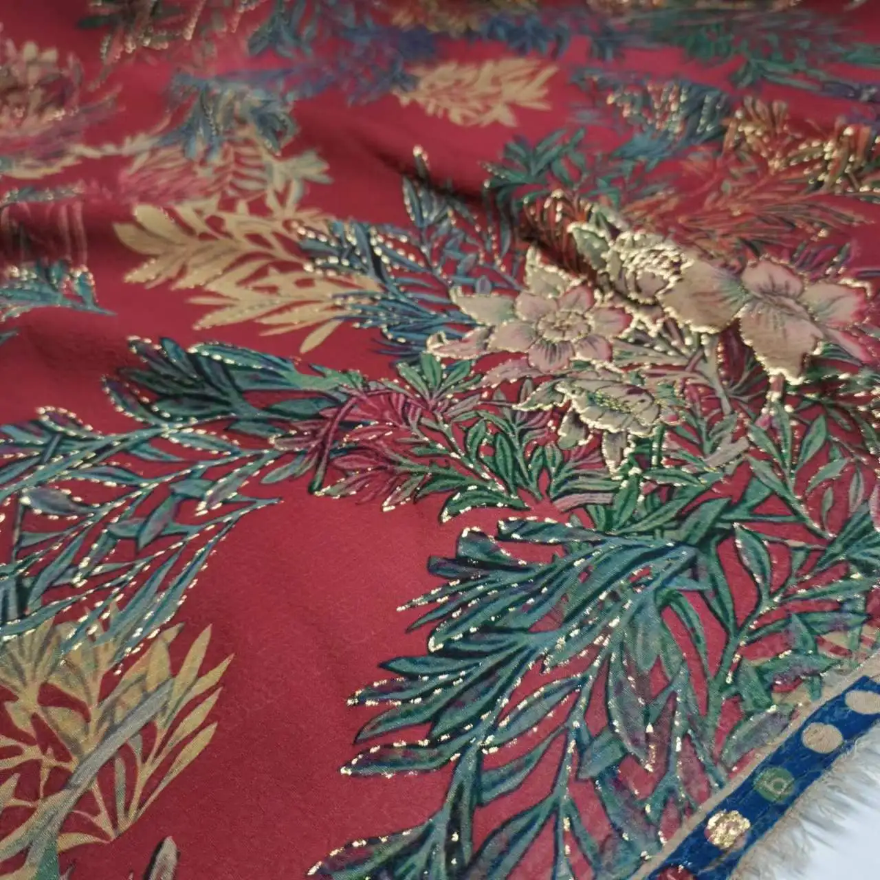 

On Sale Bronzing Fabric Gambiered Guangdong Gauze Jacquard Flower High Quality