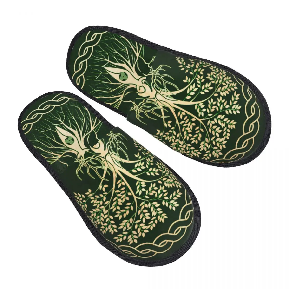 

Winter Women Men Non-Slip Flat Slippers Viking Tree Life Wiccan Norse Indoor Fur Soft Warm Shoes