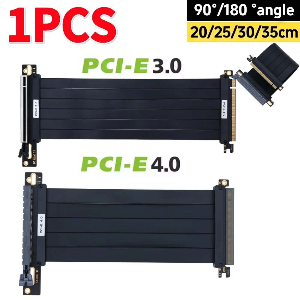 High-Speed Flexible PCIe Extension Riser Cable with 90° and 180° Angles (Available in Multiple Lengths)