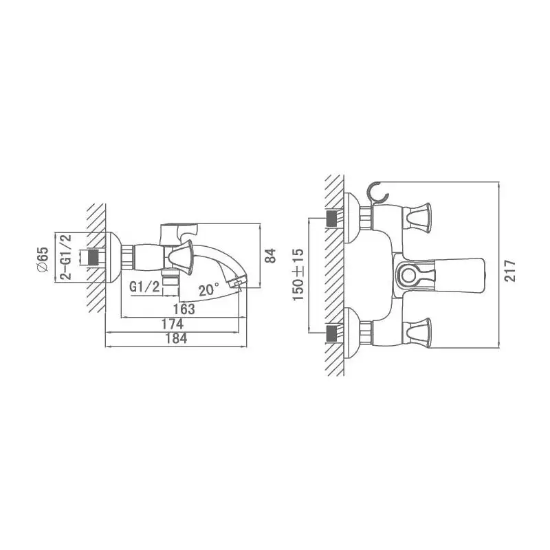 Смеситель для ванны D&K DA1383201 (серебристый, вентильный)