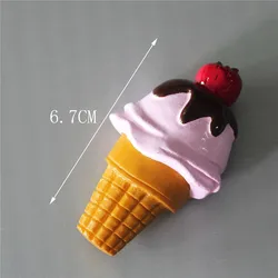 Charming 3D Resin Ice Cream Cone Refrigerator Magnet (Pink Strawberry)