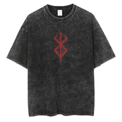 Vintage Washed Cotton Oversized Anime Berserk Graphic Tee - XXL (Black)