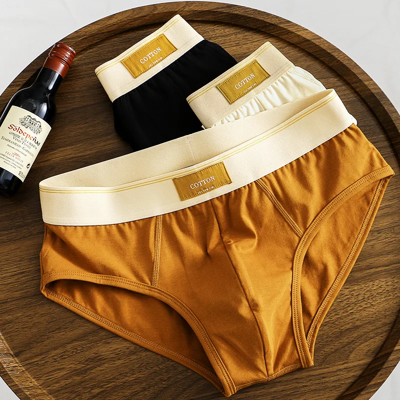 Description Picture 5 of item3pcs/lot Sexy Men's Underwear Cotton Men's Briefs Breathable Trendy Solid Color Plus Size Men's Underpants