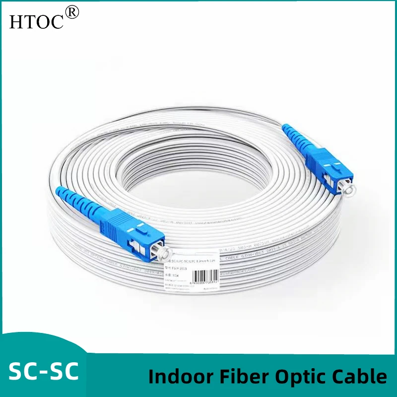 HTOC Fiber Optic Patch Cable Singlemode Simplex SC/UPC To SC/UPC Indoor Drop Fiber Optic FTTH White