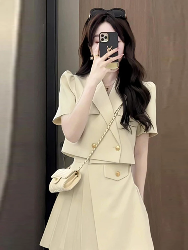 Korean Fashion Piece Outfit Women Short Cropped Tops Coat