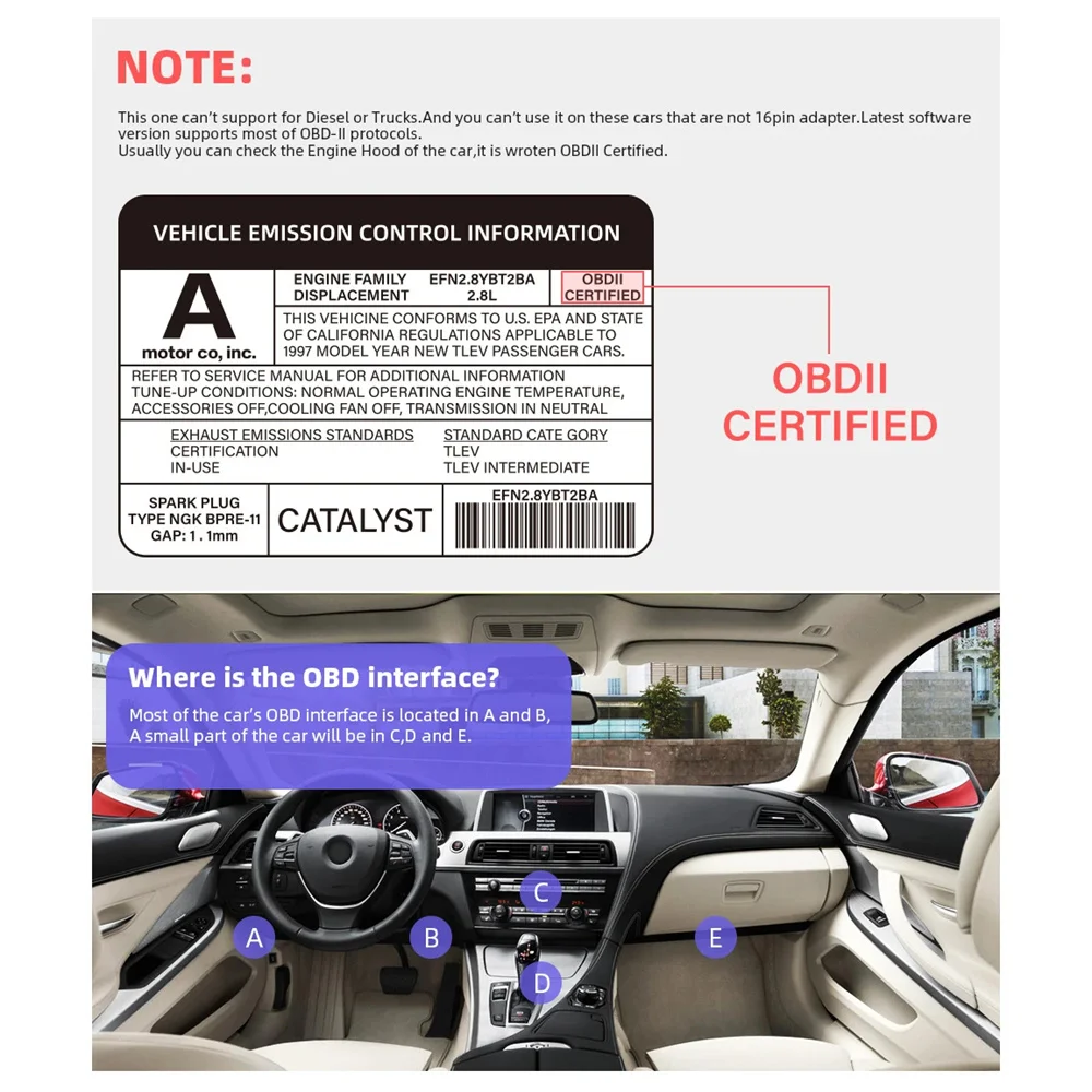 ELM327 Mini OBD2 Bluetooth 5.1 for Android / IOS Car Scanner ELM 327 Auto Diagnostic Tools OBDII V2.1 Scan Code Reader Adapter 5