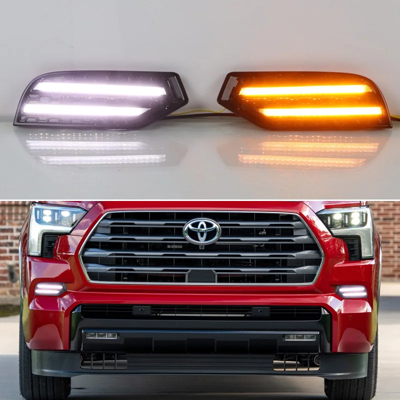 

Дневные ходовые огни, желтые дневные ходовые огни для Toyota Sequoia 2022, 12 В, дневные ходовые огни, противотуманные фары