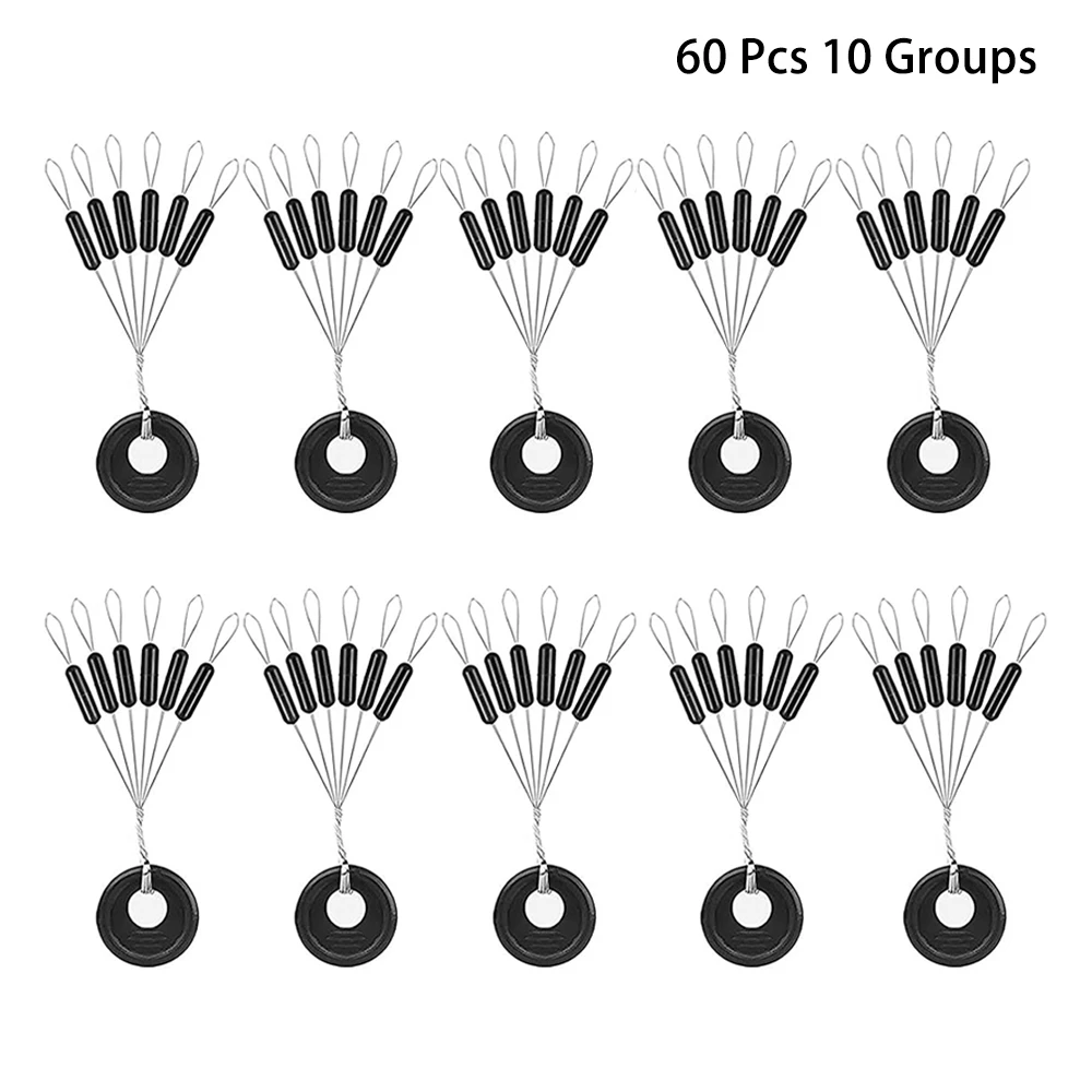 60 pcs 10 Group Rubber Silicon Space Bean Profession Fishing Float  Resistance Anti-Strand fishing Line gear Connector Stopper