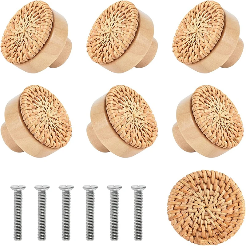 

Wooden Handles Beech Rattan Drawer Knobs Wardrobe Furniture Handle Cupboard Door Handle Dresser Pulls Furniture Hardware