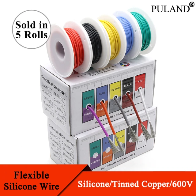 5 Colors Mix Kit）Heat Resistant Flexible Silicone Wire  30/28/26/24/22/20/18/16AWG Stranded Cable Electrical Tinned Copper Wire -  AliExpress