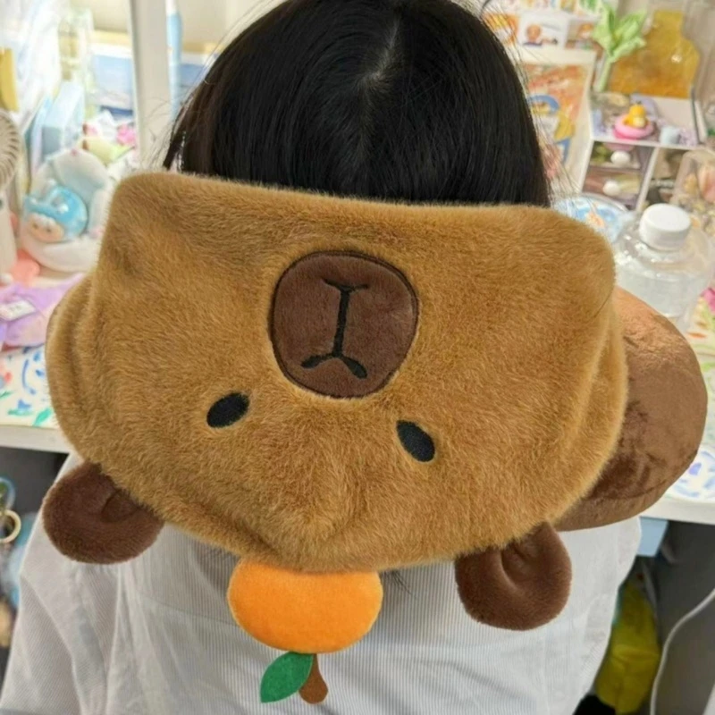Capybara Hat Neck Pillow Anime Figure Hooded UShaped Pillow Soft and Portable Relieve Neck Strain for Travel Dropship 3