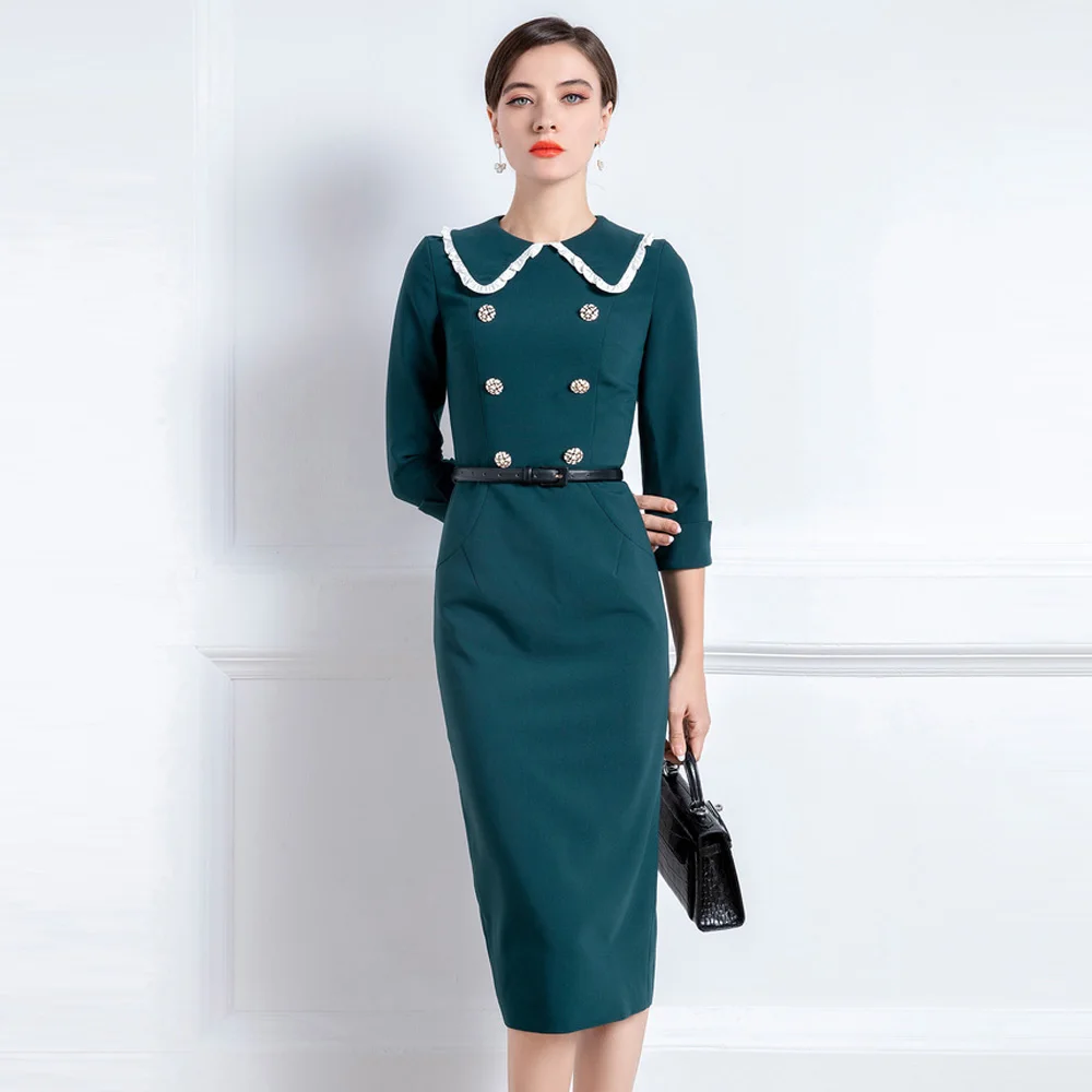 

High End French Retro Dress Autumn Dress New Slim Girl Doll Collar