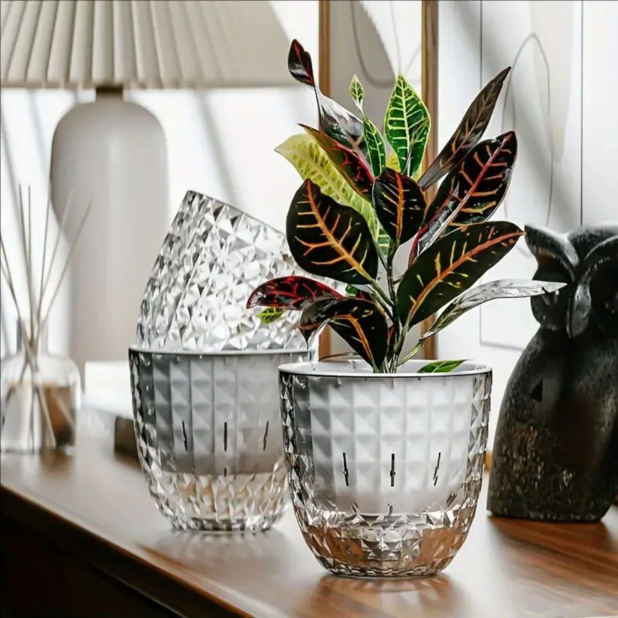 Hydroponic Flower Pot Plastic Transparent Self Absorbent