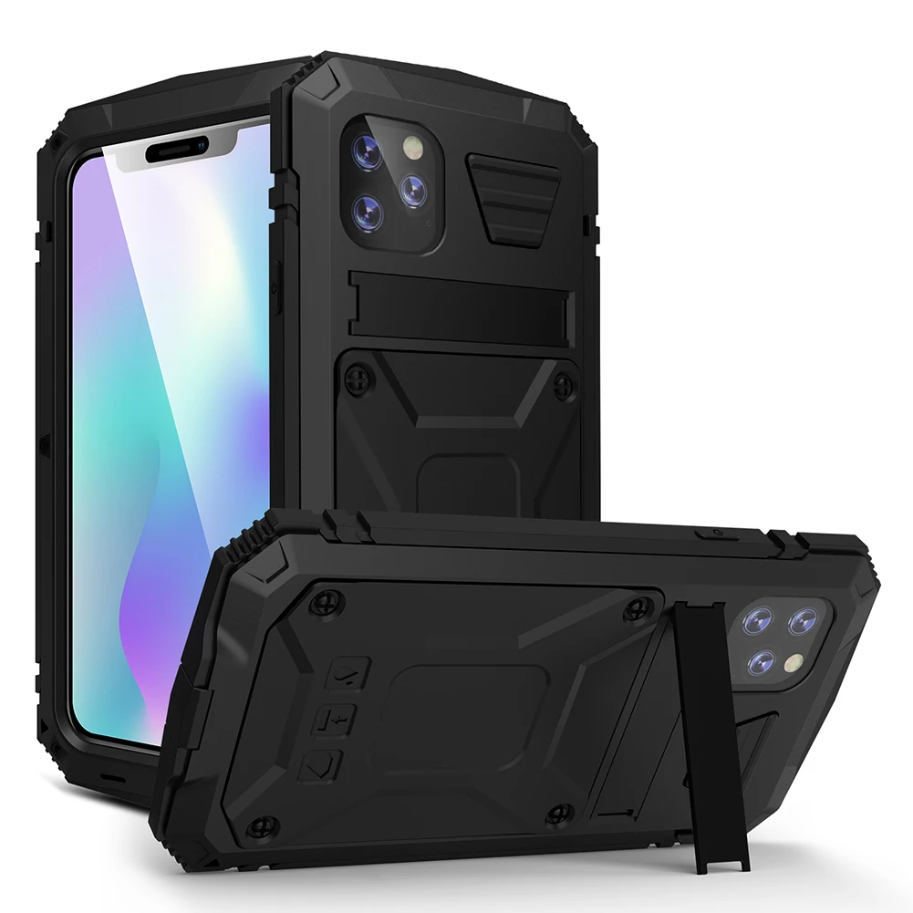 Shockproof Armor Cover For iPhone 11 Pro Max Capa Heavy Duty 360 Full Body Case Funda Kickstand Holder Built-in Screen Protector |