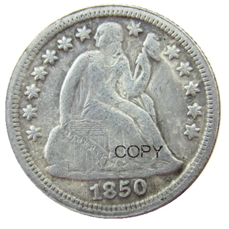 

США 1850 P/S свобода сидя монета Посеребренная КОПИЯ монета