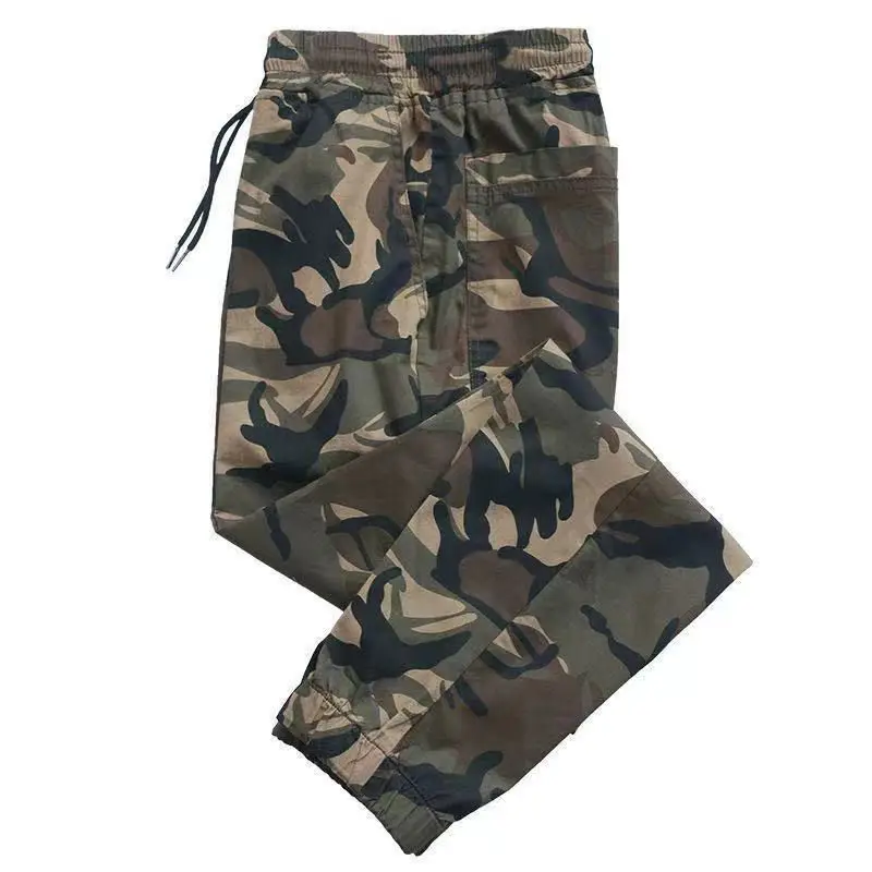 Camouflage Pants Men Spring New Trend All-match Pockets Elastic Waist Casual Loose Workwear Affordable Comfortable Casual Pants