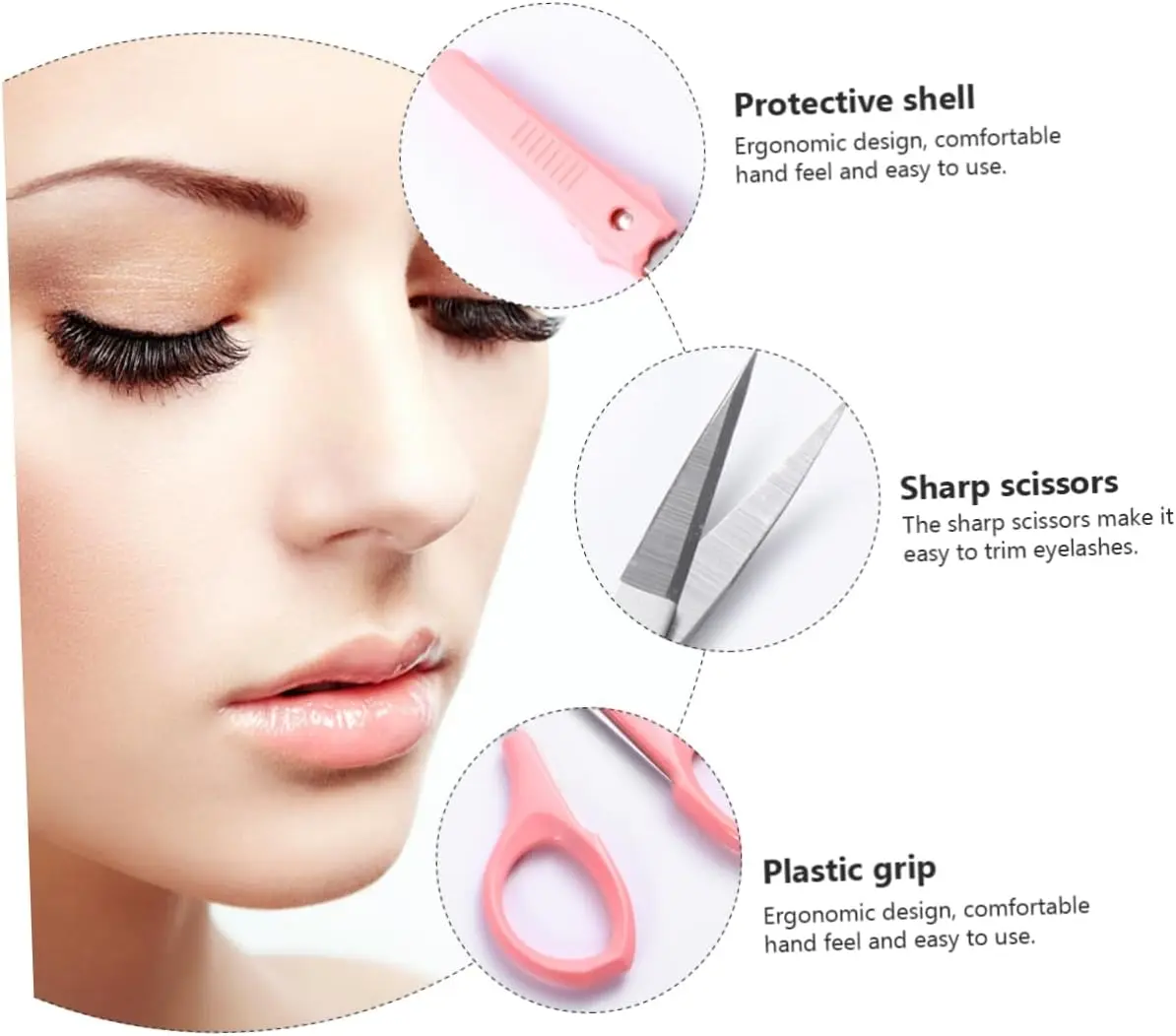 New Stainless Steel Eyelash Scissors Curved White Straight Rounded Makeup Eyelash Cut Tools Nose Hair Scissors for Wedding Gift