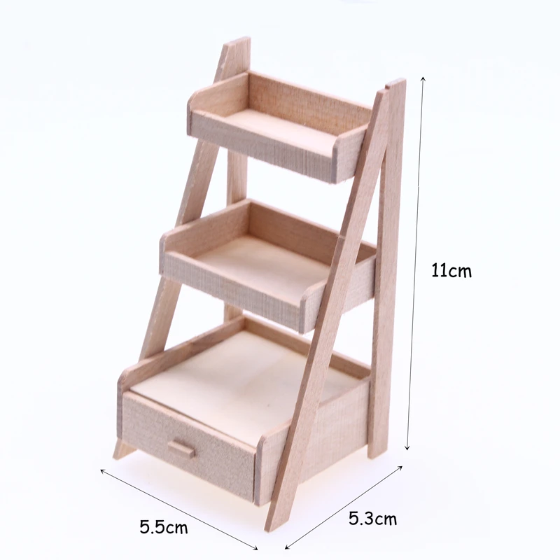 1Pcs Dollhouse Miniature Plant Wooden Shelf Flower Stand Simulation Furniture Fairy Garden Tool Storage Rack Decoration Accessor