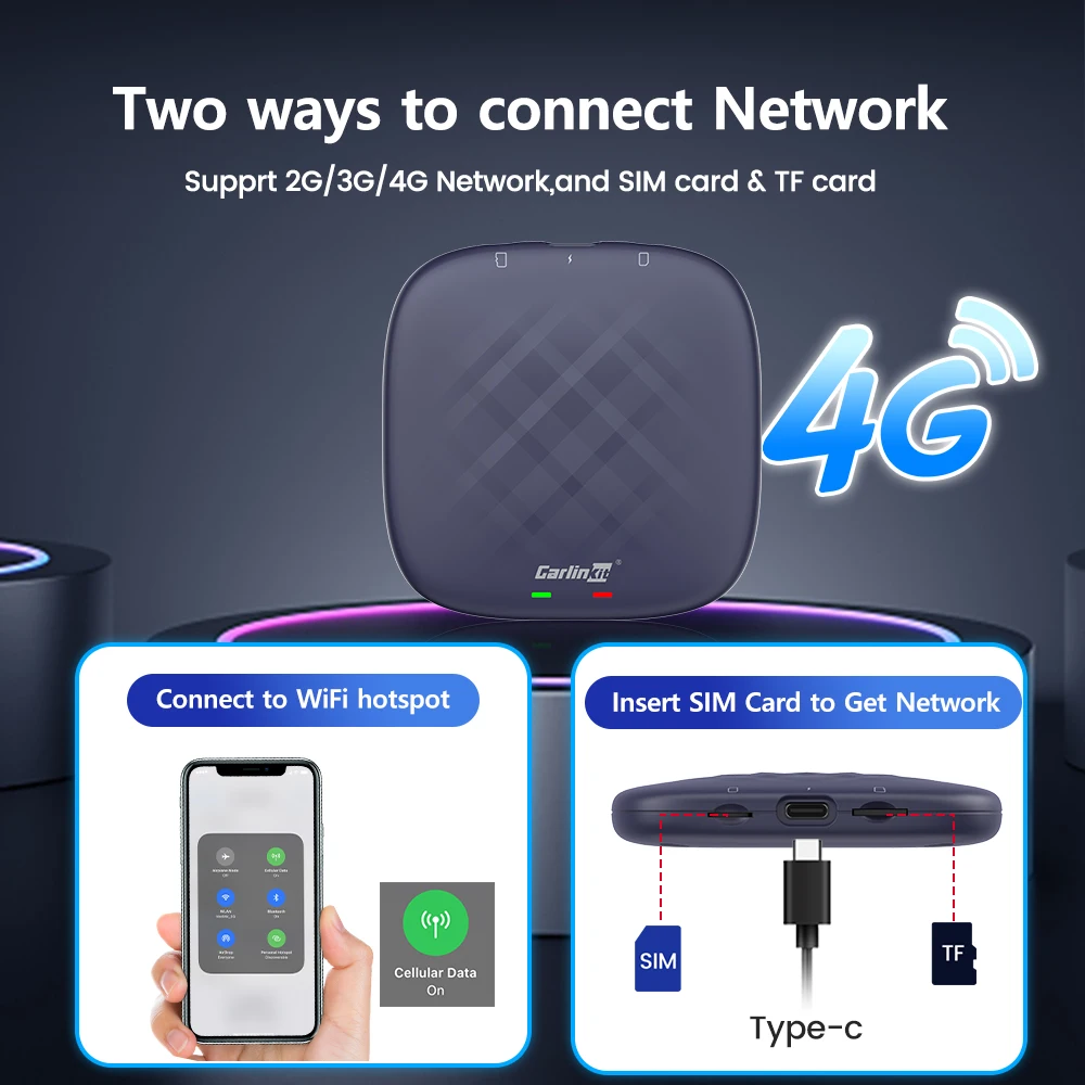 CarlinKit Plus  Carplay ȵ̵ ڵ ȵ̵ 13 TV ڽ Qualcomm QCM6125 8 ھ Ʈ CarPlay AI ڽ FOTA ׷̵ 4G LTE   