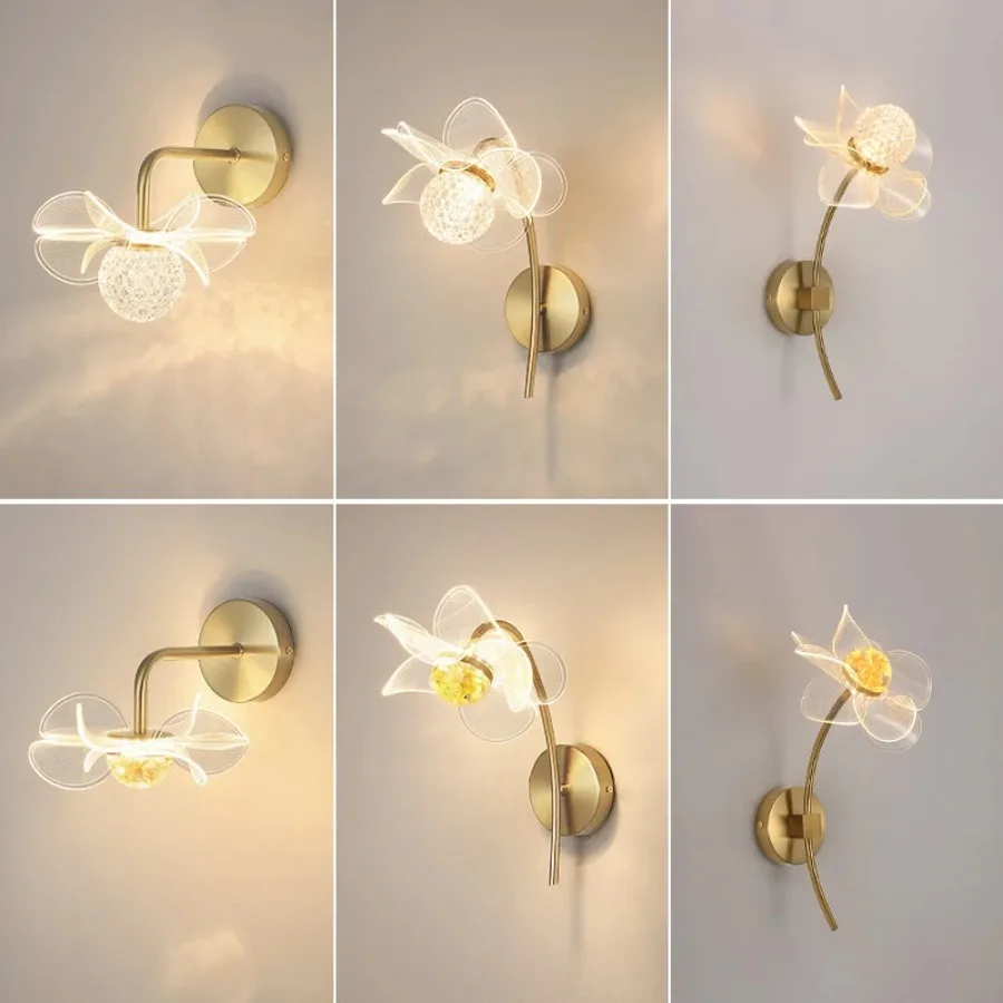 LED Wall Lamp Nordic Creative Flower Shaped Reading Light Modern Simple and Luxurious TV Bedroom Bedside Background Wall Lamp