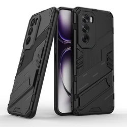 Armor Shockproof Phone Case with Magnetic Holder Stand and Back Cover for Reno12 Pro 5G GWB (Black)