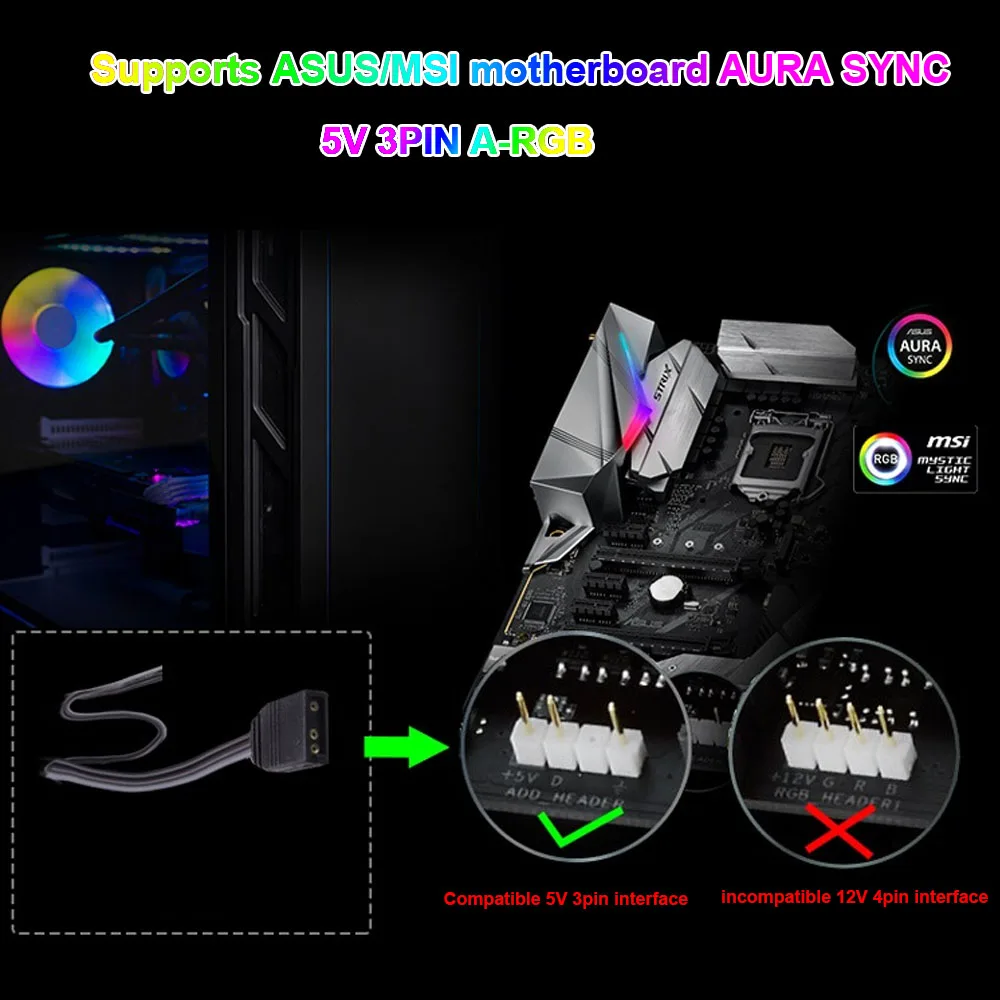 Placa-mãe Personalizada Placa Decorativa Painel de Iluminação Faça Você Mesmo pc Gamer Modding Atx io Argb Aura Sync 5v Rog Mobo - Imagem 2