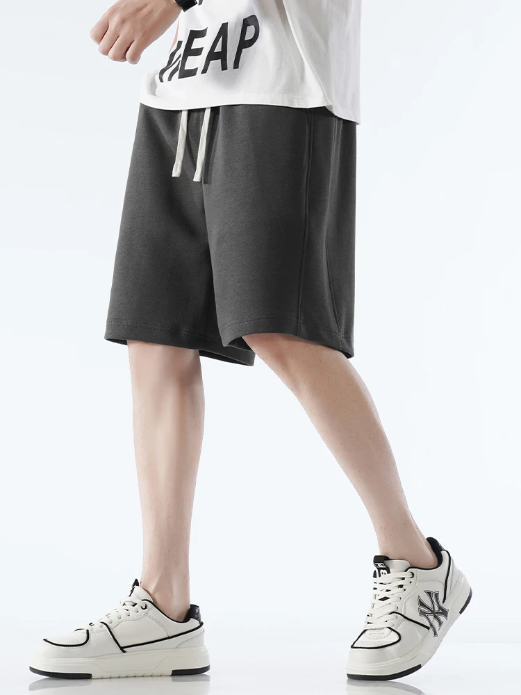 

Шорты мужские однотонные трикотажные, спортивные мешковатые короткие штаны для спортзала, хлопковые Свободные повседневные, с кулиской, лето 2024