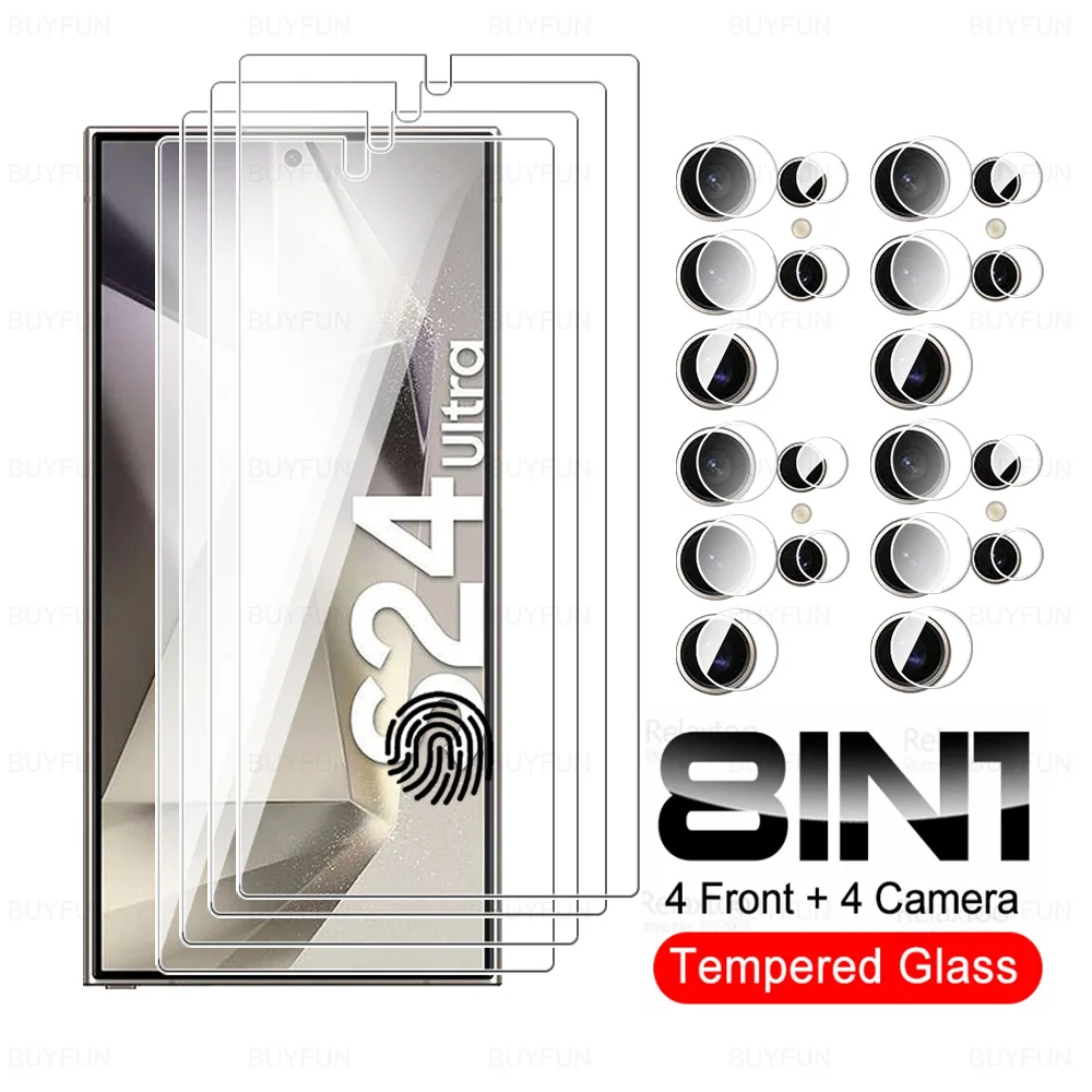 

8 в 1 закаленное стекло для Samsung Galaxy S24 Ultra Camera стекло Samung S 24 Plus S24Plus S24Ultra 5G HD защитная пленка для экрана