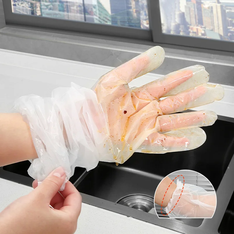 Disposable Gloves 10-30pcs Disposable Gloves Upgrade Long Sleeve Gloves for Kitchen Bathroom Cleaning Tools Women Housewife Cleaning Glove