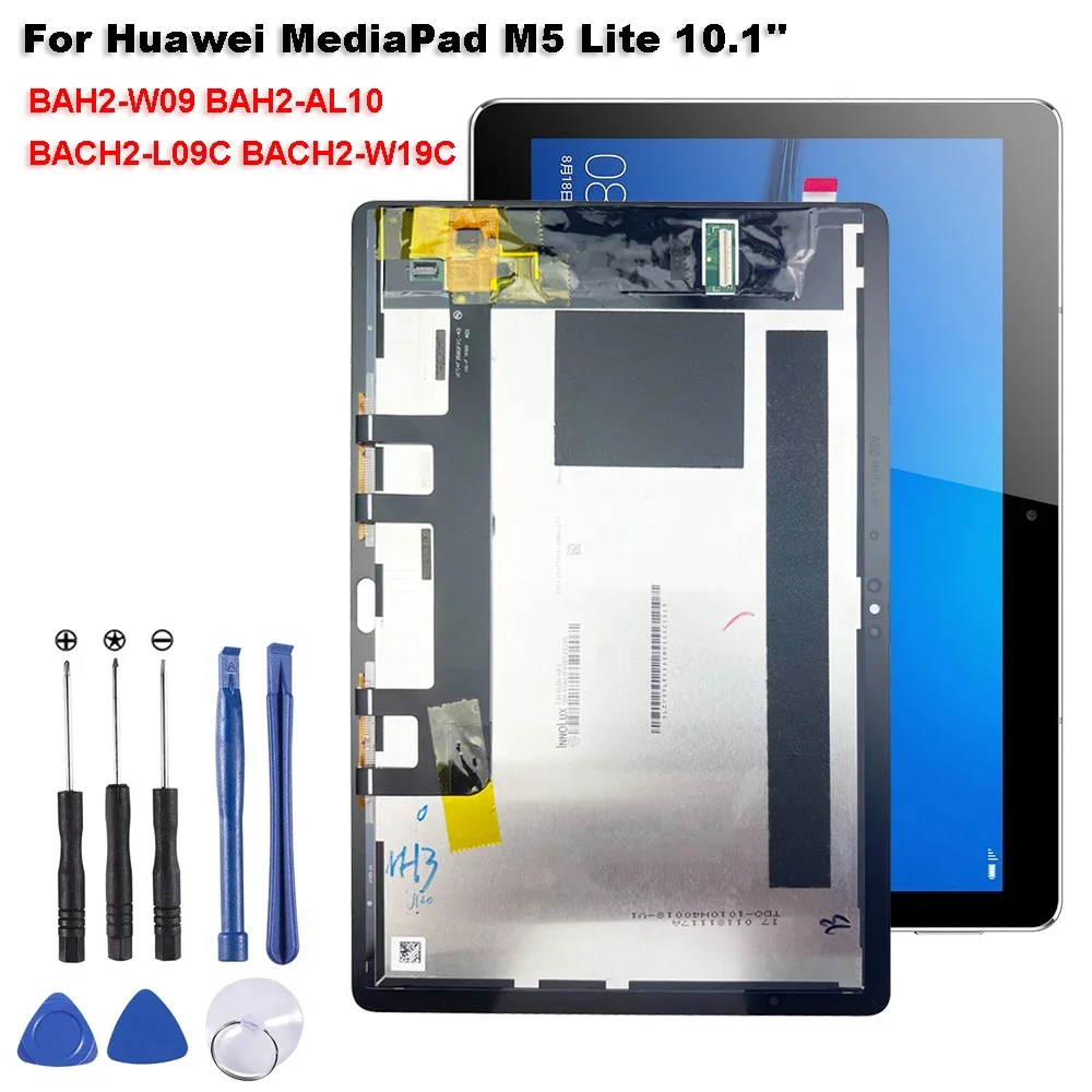 Új 10.1'' számára huawey mediapad M5 lite BAH2-L09 BAH2-W09 W19 LCD monitor kijelző + érintse Hamis színben tüntet fel digitalizáló Érzékelő Hiánytalan assembly+adhesive