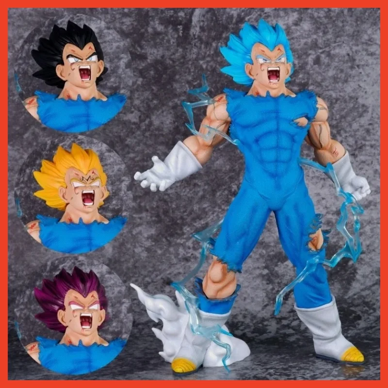 New Dragon Ball Z Majin Vegeta Action Figure Toy 4 Teste Con Led Light Anime Ultra Ego Figurine 27Cm Pvc Statue Model Doll Toy