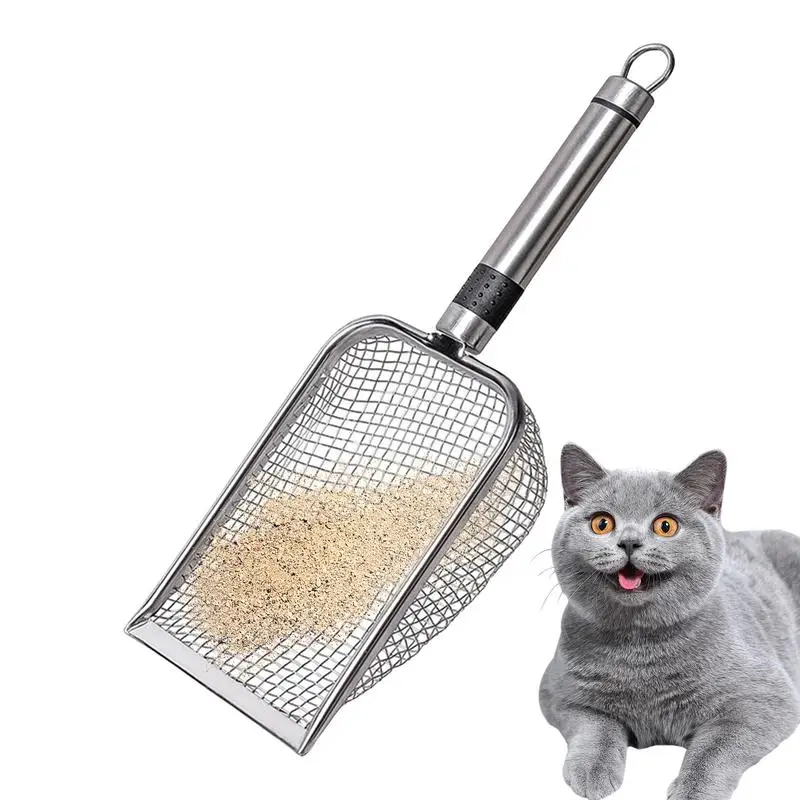 

Cat Litter Scoop Kitten Metal Scooper Litter Box Scoop For Poop Sifting Non-Stick Large Scooper With Long Handle For Litter Box