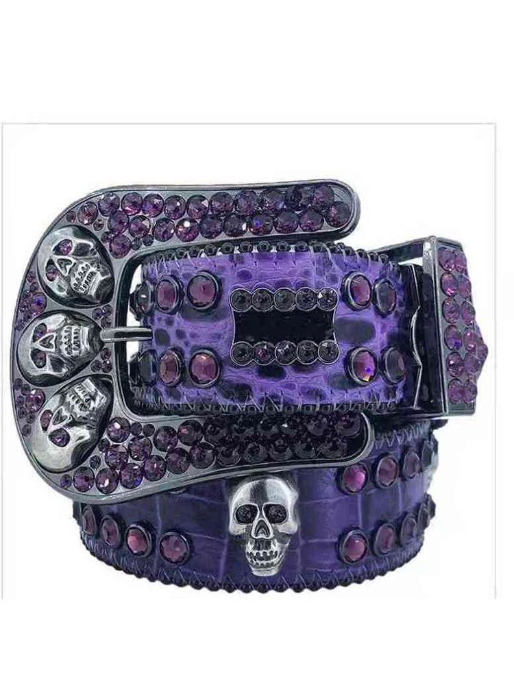 Decorative Women's Belt Women's Water Diamond Fashion Ghost Head Edge Beads Full of Diamonds Set with Diamonds Wide Crystal Belt