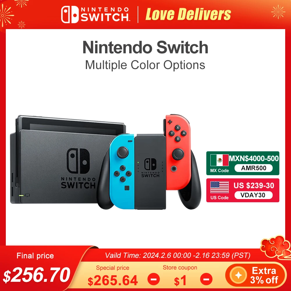 Nintendo Switch Neon Blue Red Joy Con Console Di Gioco Con Schermo Lcd Da 6.2 Pollici Durata Della Batteria Da 4.5 A 9 Ore Disponibile Ora