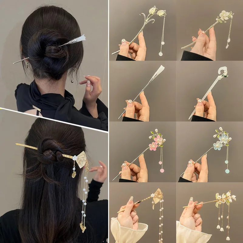 

Ancient hair ornament girl coiled hair hairpin national girl step bobblehead ornament tassel hairpin hair ornament wholesale