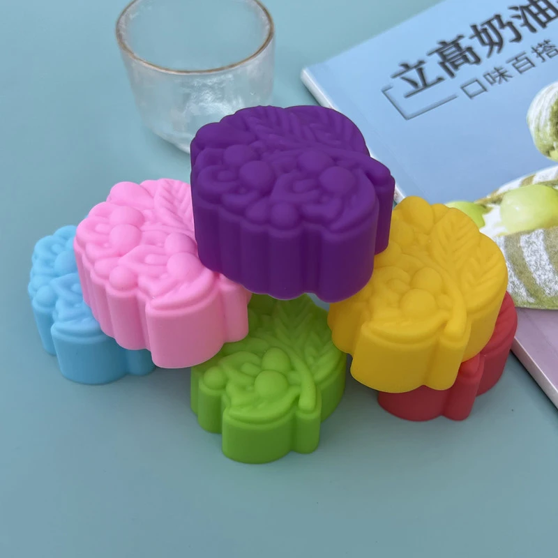 5Pcs 5cm Various Flower Designs Silicone Mold Chocolate Pudding Ice Mould Cupcake Cake Tools DIY Mini Soap Candle Molds