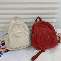 Casual Corduroy Mini Backpack Cross-body Bag Solid Color School Bags Soft Bag Purses and Handbags Simple Female Commuter Handbag 1