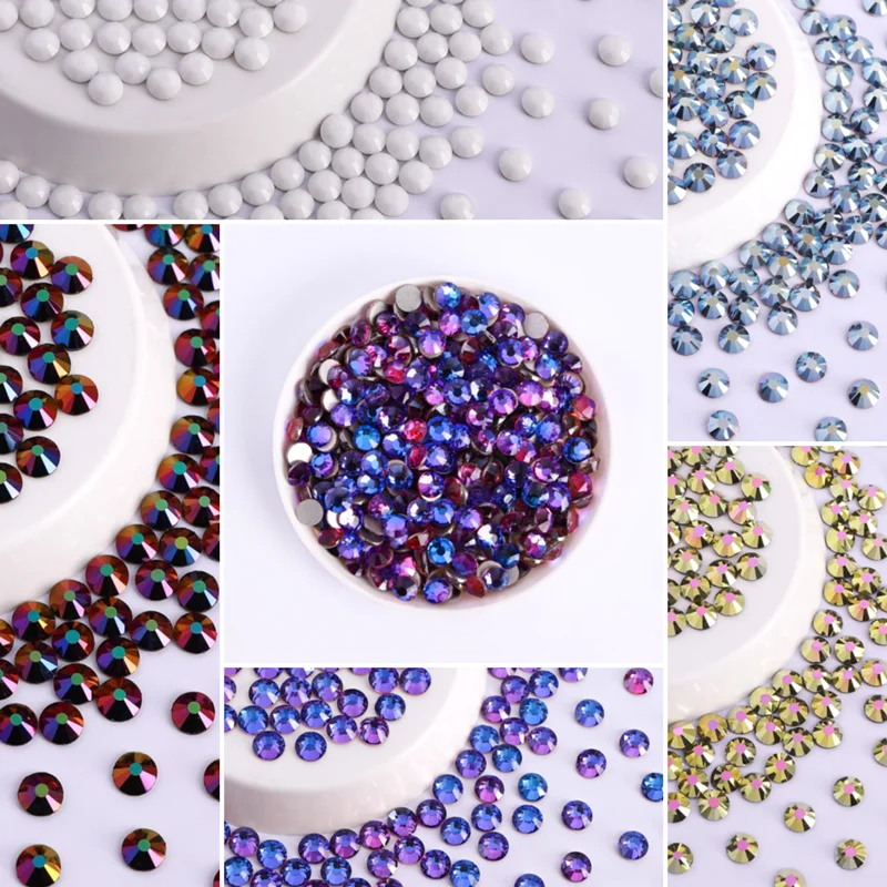 

SS3-SS30 New Color Glass Flatback Rhinestone Glitter Glue Diamond Non Hotfix Strass Rhinestones for Nail Art Diy Craft Clothes