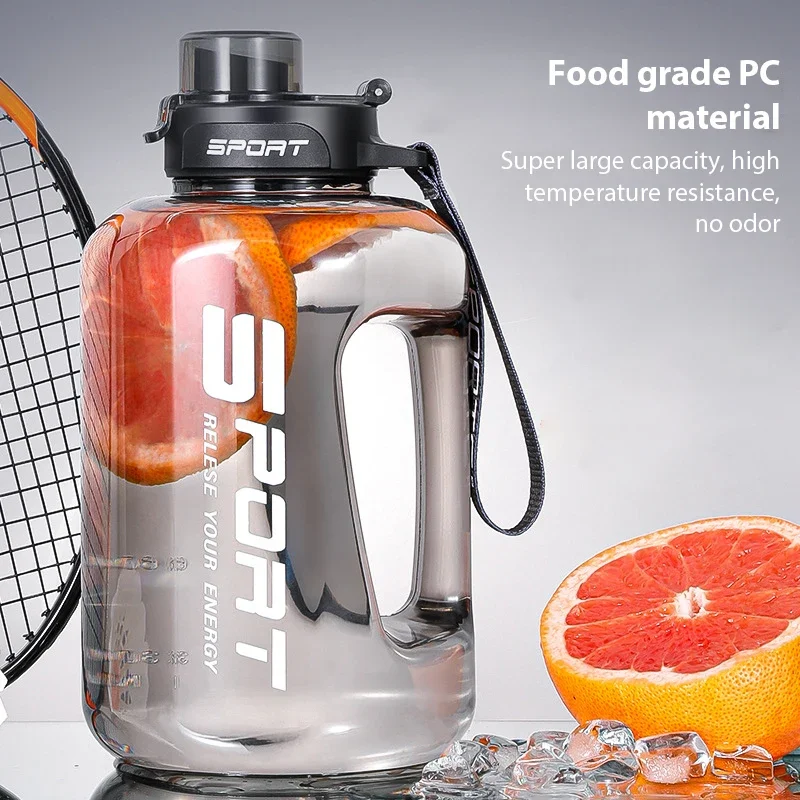 Sports Water Bottle 1.7L Large-Capacity Netflix Straw Pot Belly Cup Sports Water Bottle Ton Ton Bucket Students Portable Plastic Space Cup