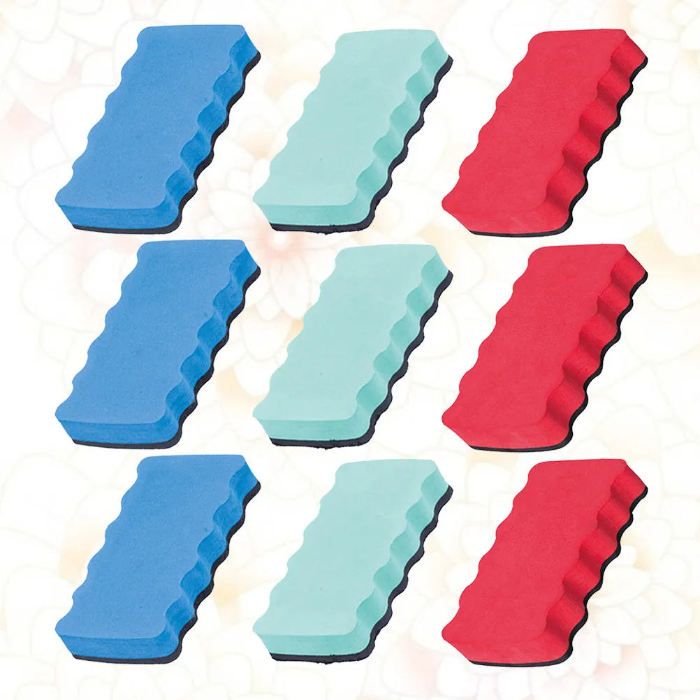 9Pcs 프리미엄 마그네틱 화이트 보드 지우개 세트 학교 사무실 용 먼지없는 칠판 클리너 홈 휴대용 세척 가능 보드 와이퍼