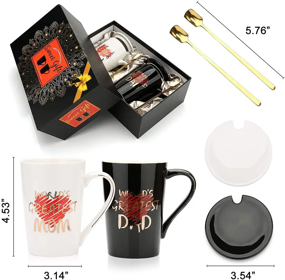 Cedilis Ensemble De Tasses à Café En Céramique Pour Maman Et Papa