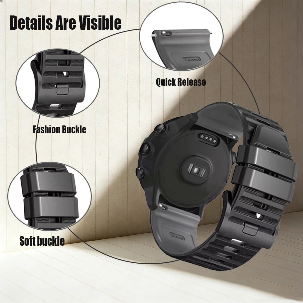 Silicone Watch Band Strap, 24mm - Durable Replacement Wristband