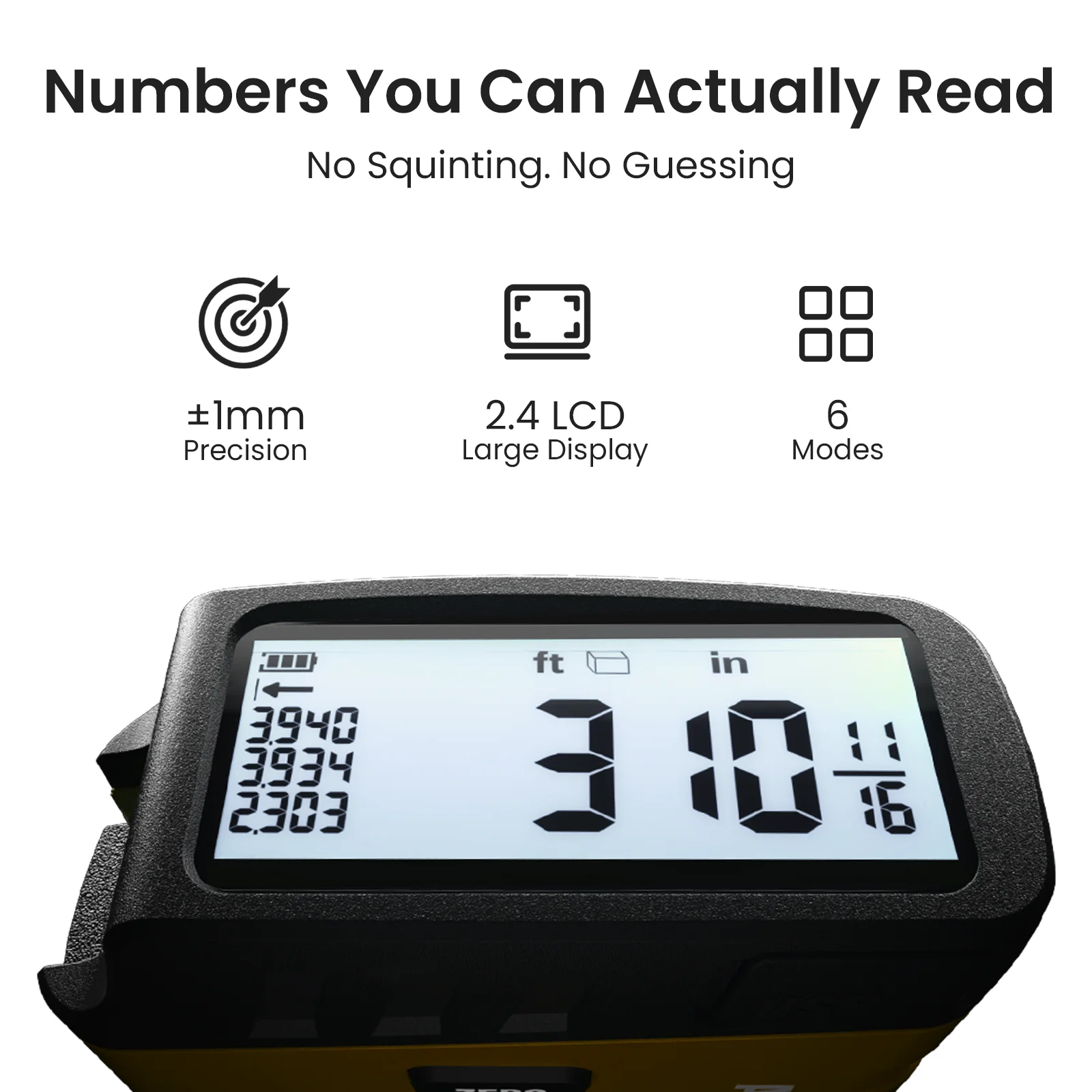 마일리시 2-in-1 디지털 줄자 DT20 5m 충전식 측정 도구, 거리/면적/부피 측정용