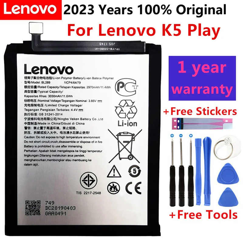 

100% Original New for Lenovo K5 Play BL289 3030mAh battery High Quality Mobile Phone Replacement Batteries Bateria