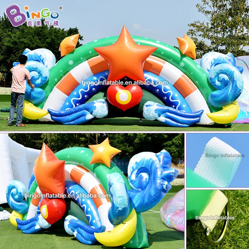 Theme Park Equipment 6x2.5m Inflatable Background Wall For Decoration Kids Summer Party Blow Up Ocean Backdrop Balloon Toys 5