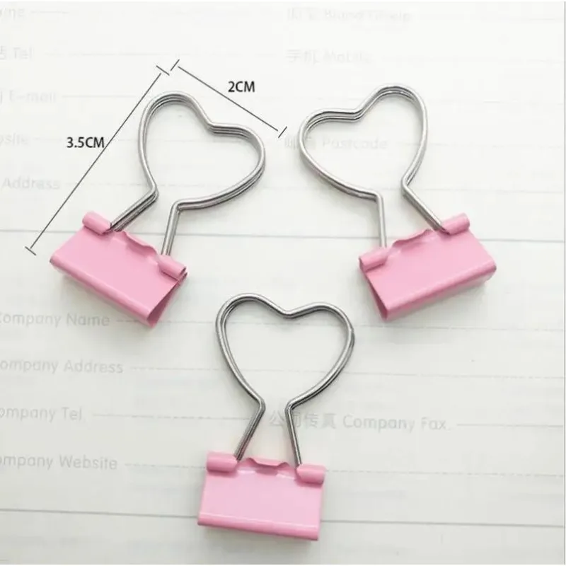 10PCS Binder Clip Heart Shape Metal Binder Clips Photos Tickets Notes Letter Paper Clip Office Study Binder Clips
