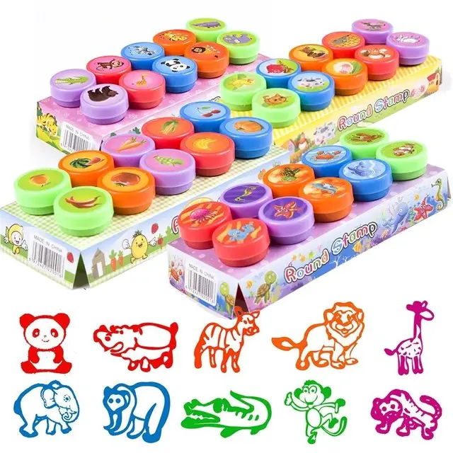 10pcs Children stamp Baby Toys Smiley Face Seal Assorted Self-ink Stamps Scrapbooking DIY Toys Children Toy Seal Stamps for Kids 3