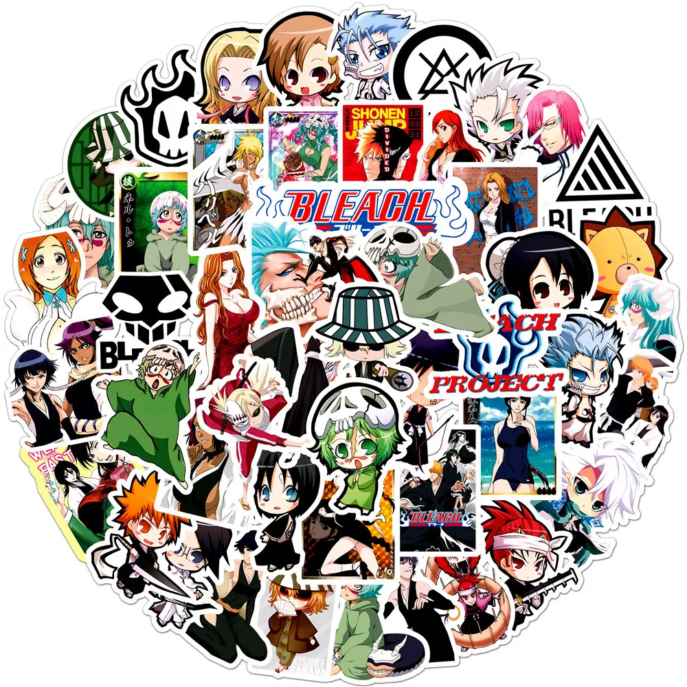 50 Stück Anime BLEACH Aufkleber Niedliche Cartoon-Sticker DIY Motorrad Gepäck Gitarre Laptop Wasserfeste Graffiti-Aufkleber – Detail 2